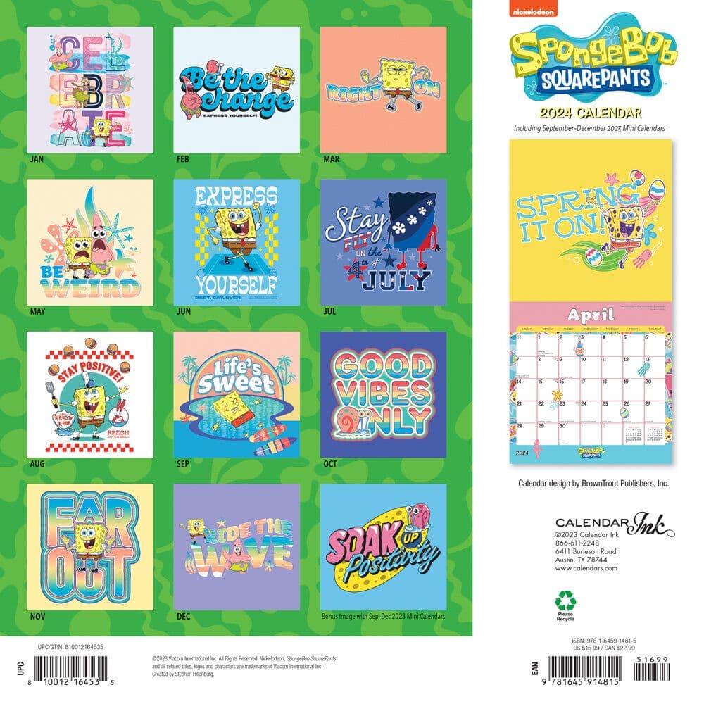 Spongebob 2024 Wall Calendar