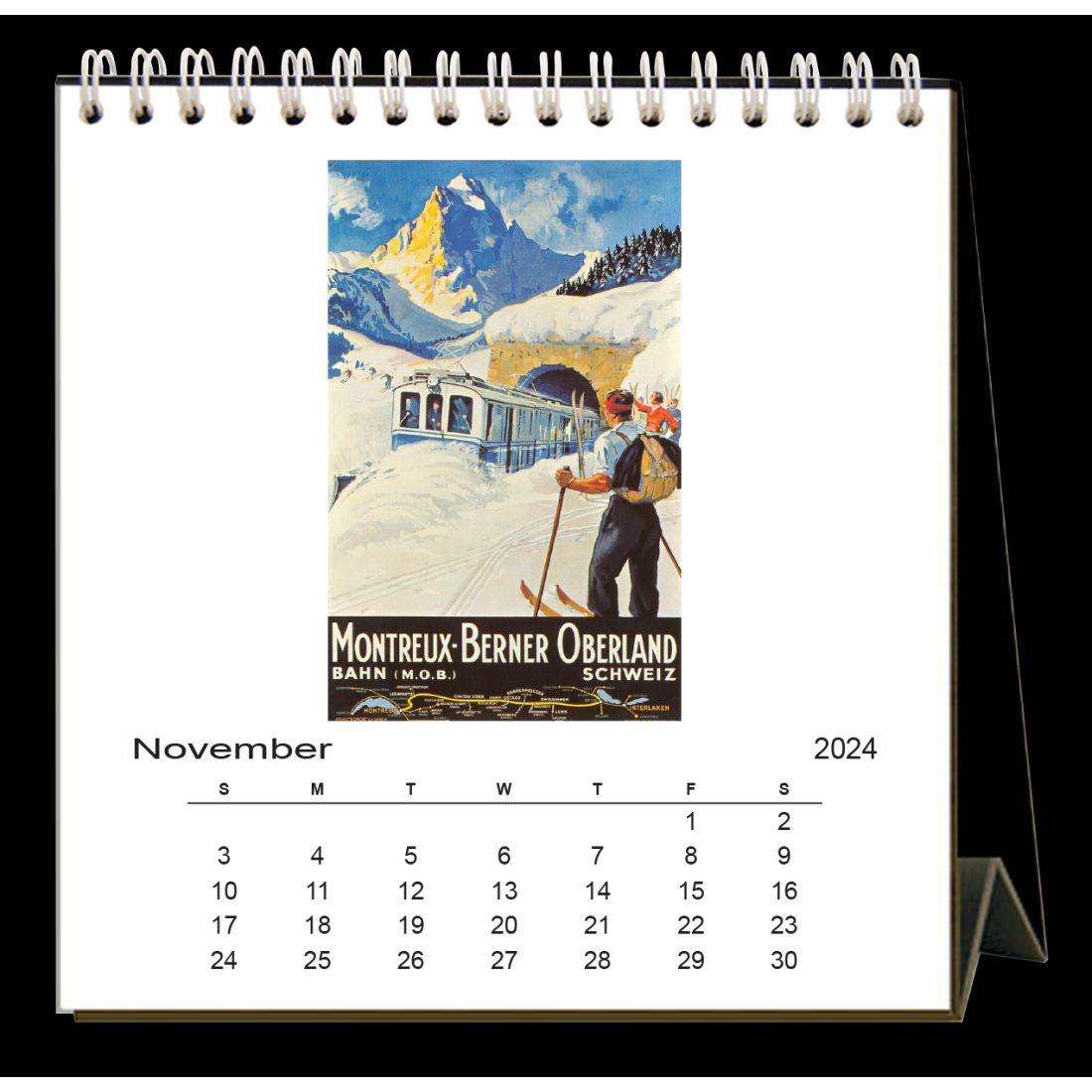 Skiing 2024 Easel Desk Calendar