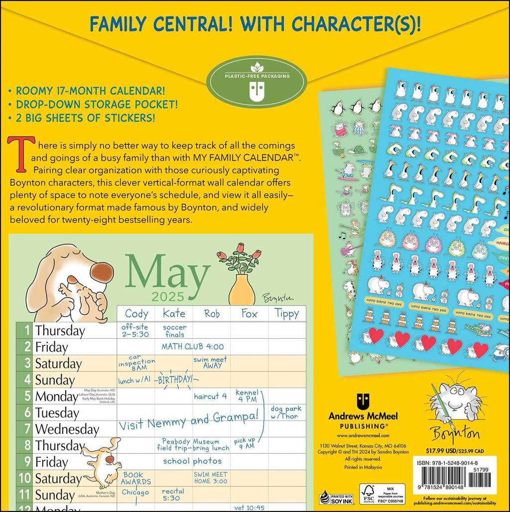 My Family 2025 Wall Calendar by Sandra Boynton Back Cover
