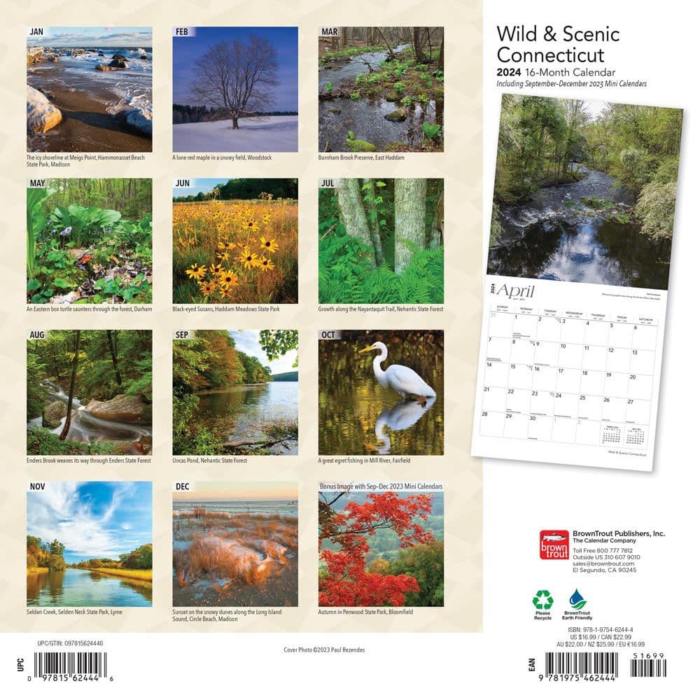 Connecticut Wild and Scenic 2024 Wall Calendar