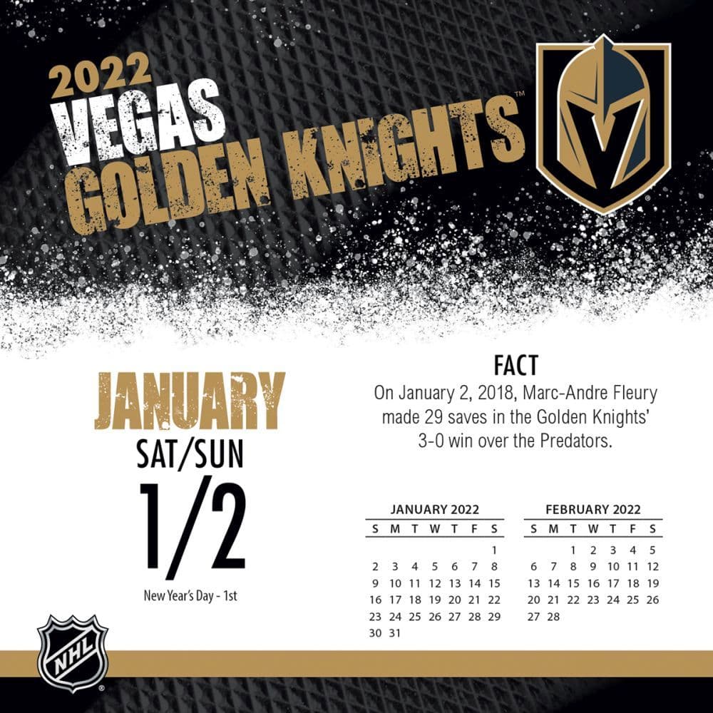 NHL Vegas Golden Knights 2022 Desk Calendar - Calendars.com