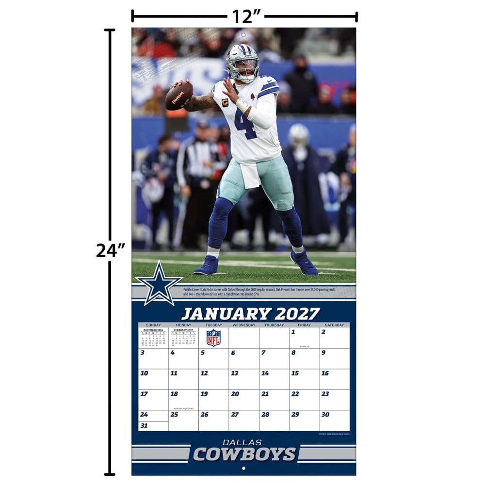 NFL Dallas Cowboys Dak Prescott 2027 Wall Calendar Fourth Alternate Image