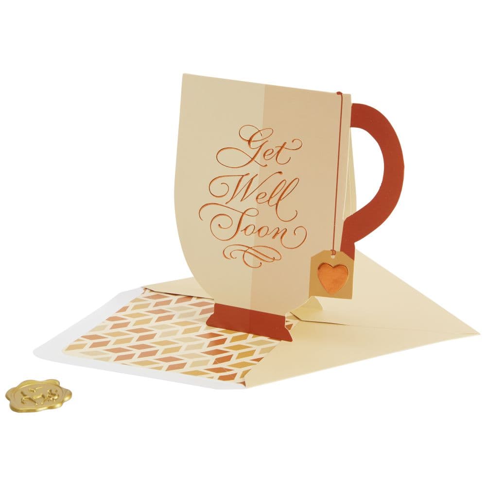 Die Cut Tea Cup Get Well Card Eighth Alternate Image width="1000" height="1000"