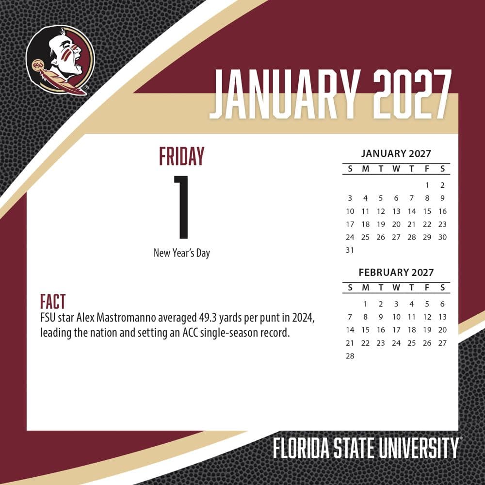 Florida State Seminoles 2027 Desk Calendar Second Alternate Image