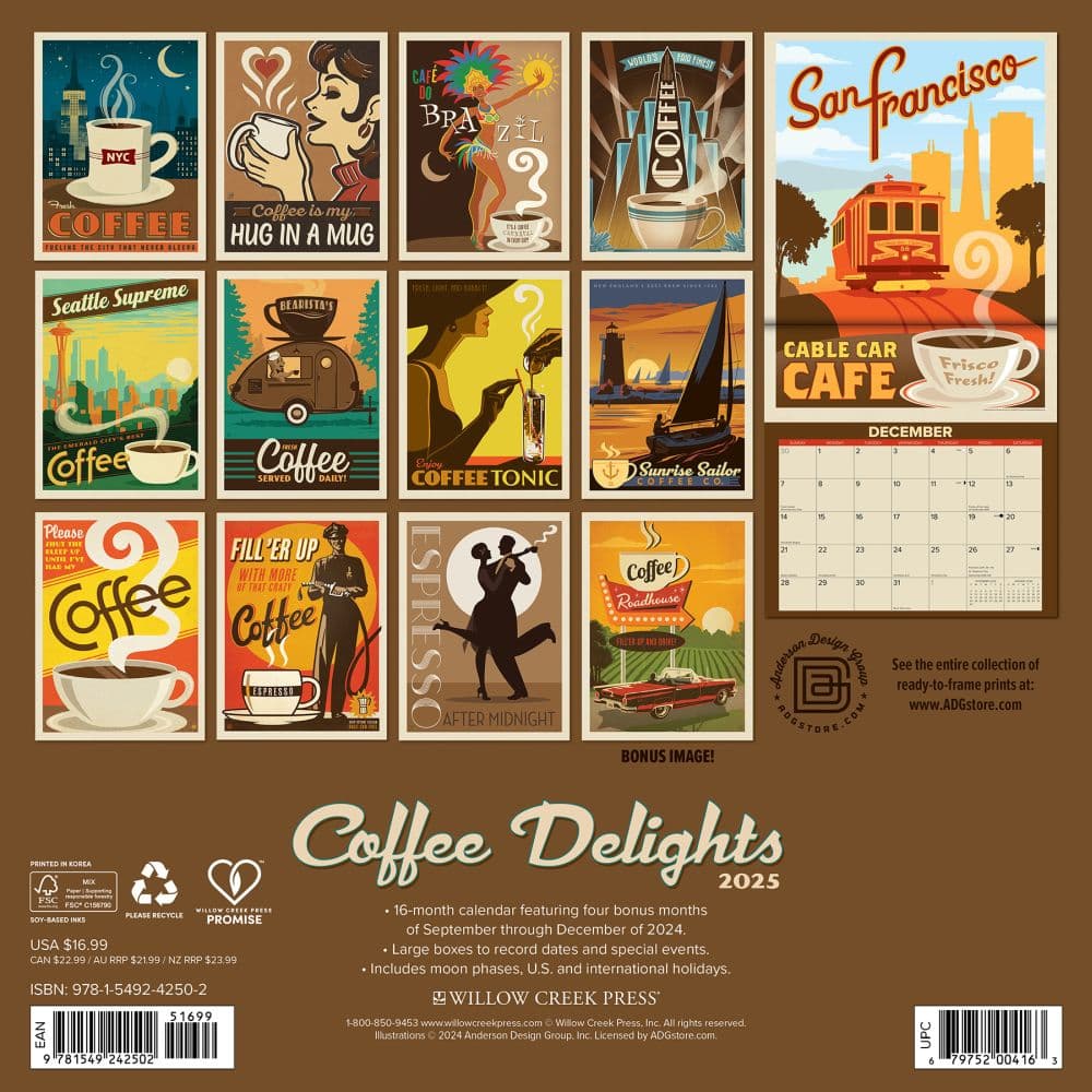 Coffee Delights ADG 2025 Wall Calendar
