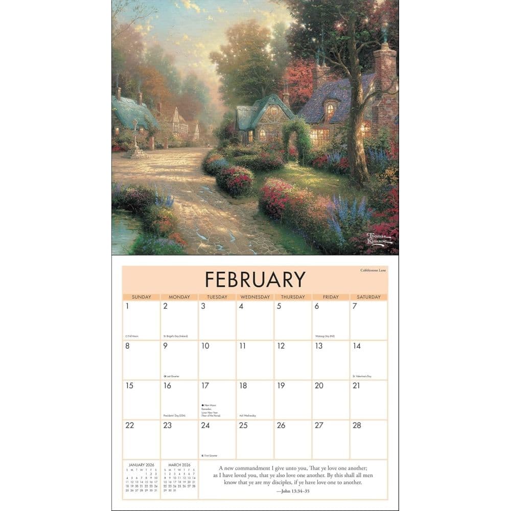 Thomas Kinkade Painter of Light with Scripture 2026 Wall Calendar Third Alternate Image