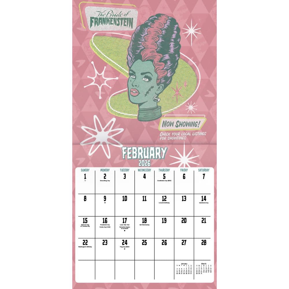 Universal Monsters 2026 Wall Calendar Third Alternate Image