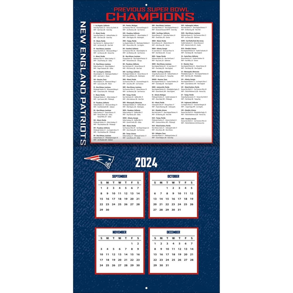 NFL New England Patriots 2025 Wall Calendar Second Alternate Image