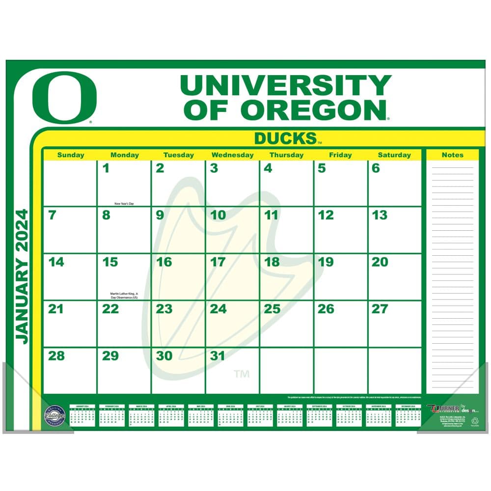 Oregon Ducks 2024 Desk Pad