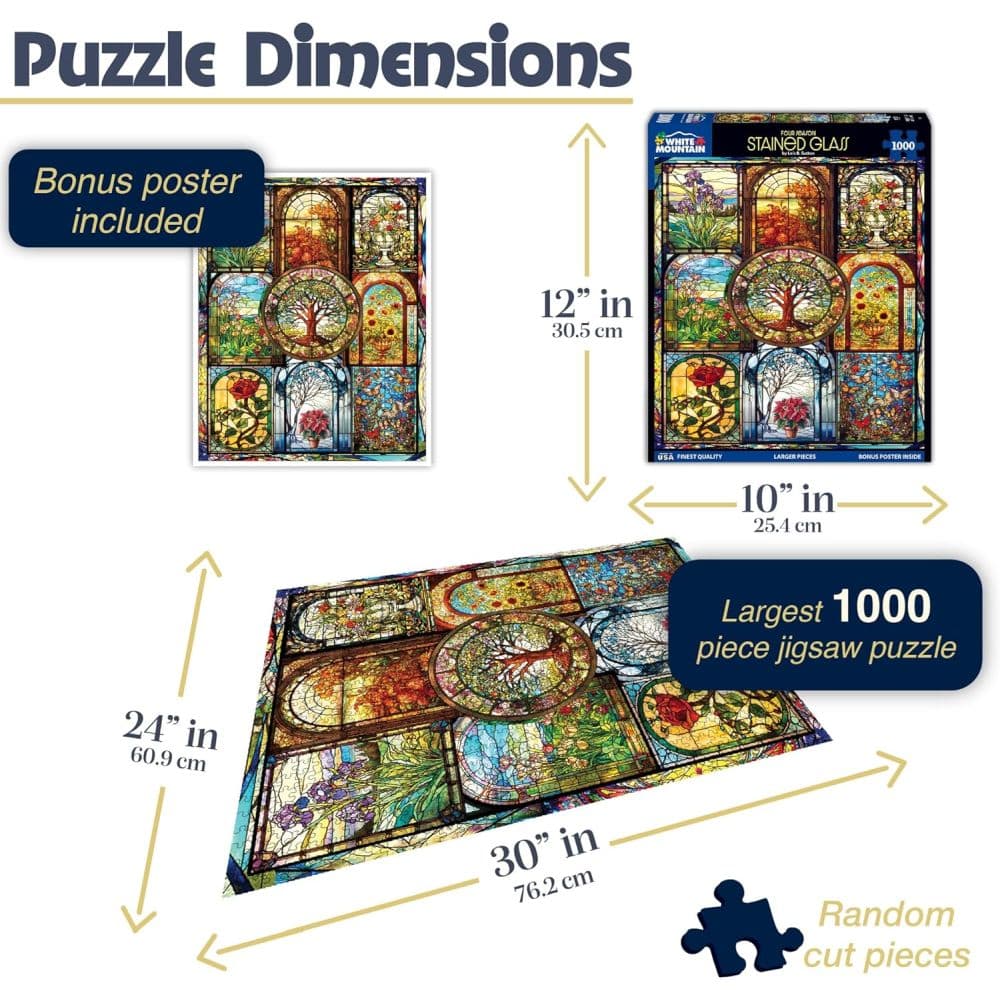 Four Seasons Stained Glass 1000 Piece Puzzle by Lois B. Sutton Second Alternate Image