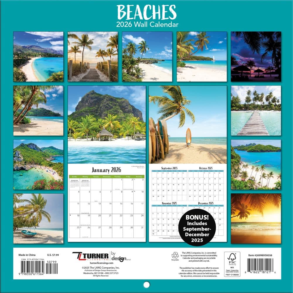 Beaches Photo 2026 Mini Wall Calendar_ALT3