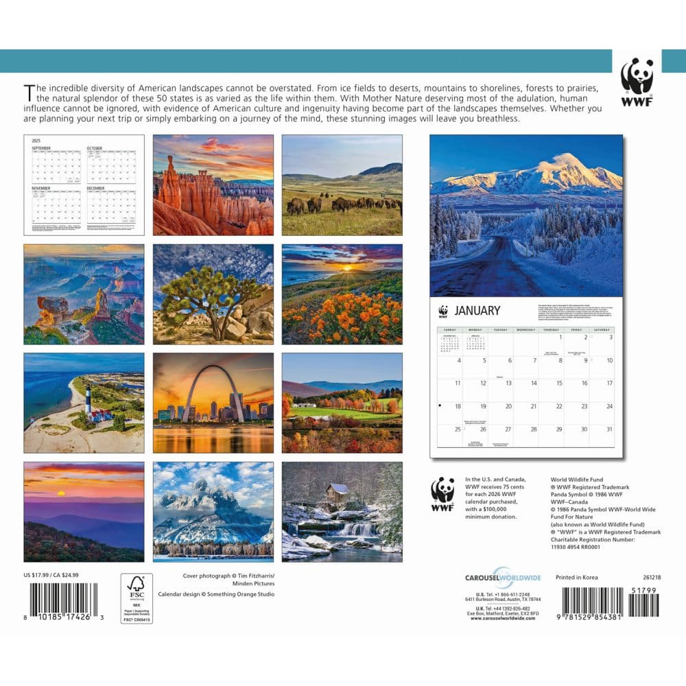 American Landscapes WWF 2026 Wall Calendar First Alternate Image