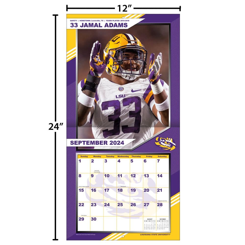 Louisiana State University Tigers 2025 Wall Calendar