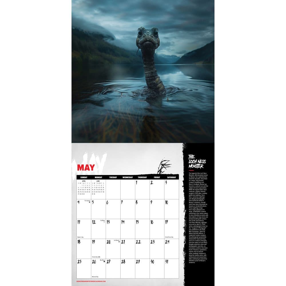 Monsters and Mysteries 2025 Wall Calendar Alt2