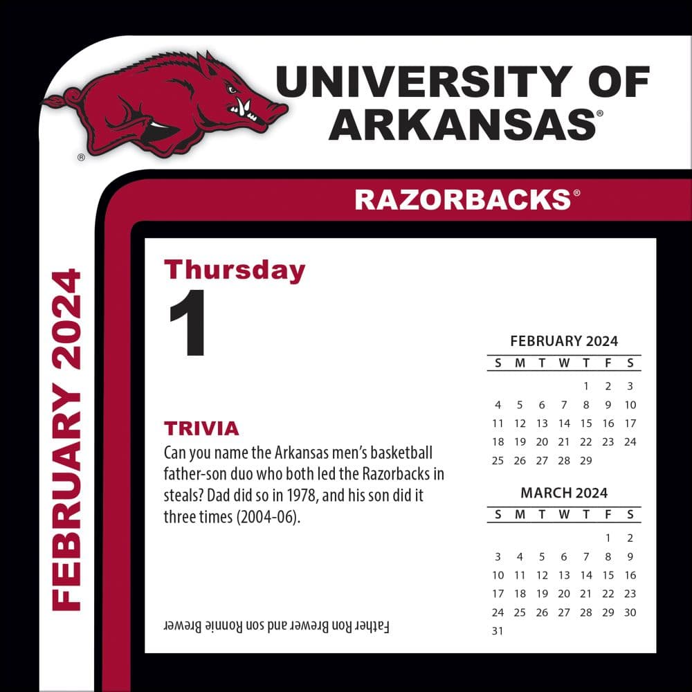 Arkansas Razorbacks 2024 Desk Calendar