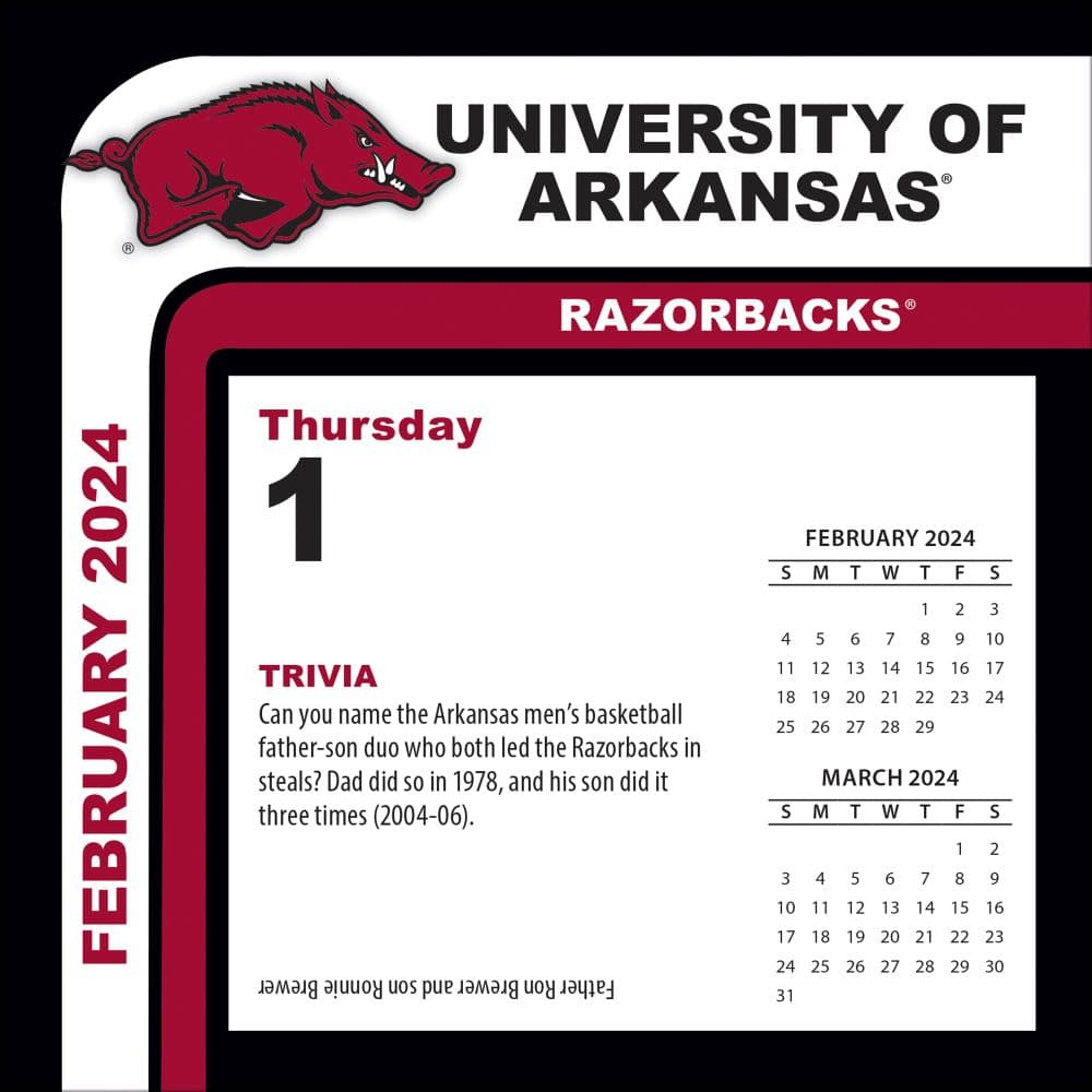 Arkansas Razorbacks 2024 Desk Calendar Third Alternate Image width=&quot;1000&quot; height=&quot;1000&quot;
