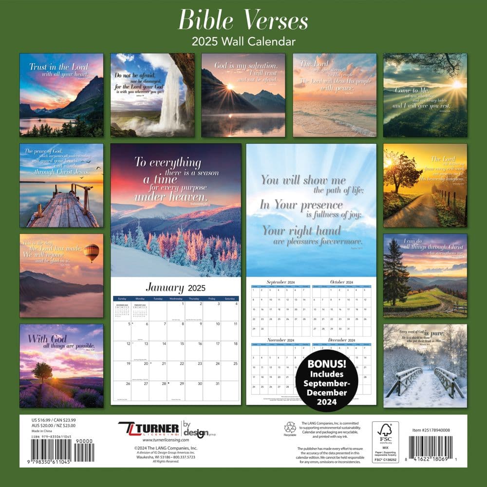 Bible Verses Special Value 2025 Wall Calendar First Alternate