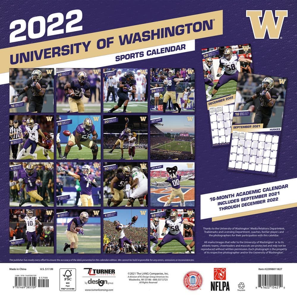 Washington Huskies Schedule 2022 Washington Huskies 2022 Wall Calendar - Calendars.com