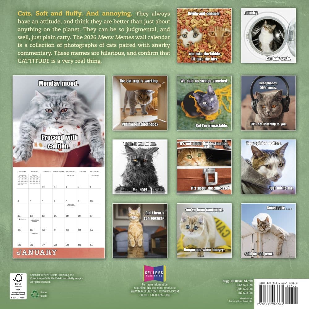 Meow Memes 2026 Wall Calendar First Alternate Image