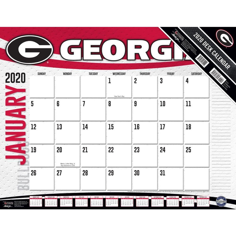 Turner 1 Sport Georgia Bulldogs 2019 Box Calendar Desk Calendar 19998051375 