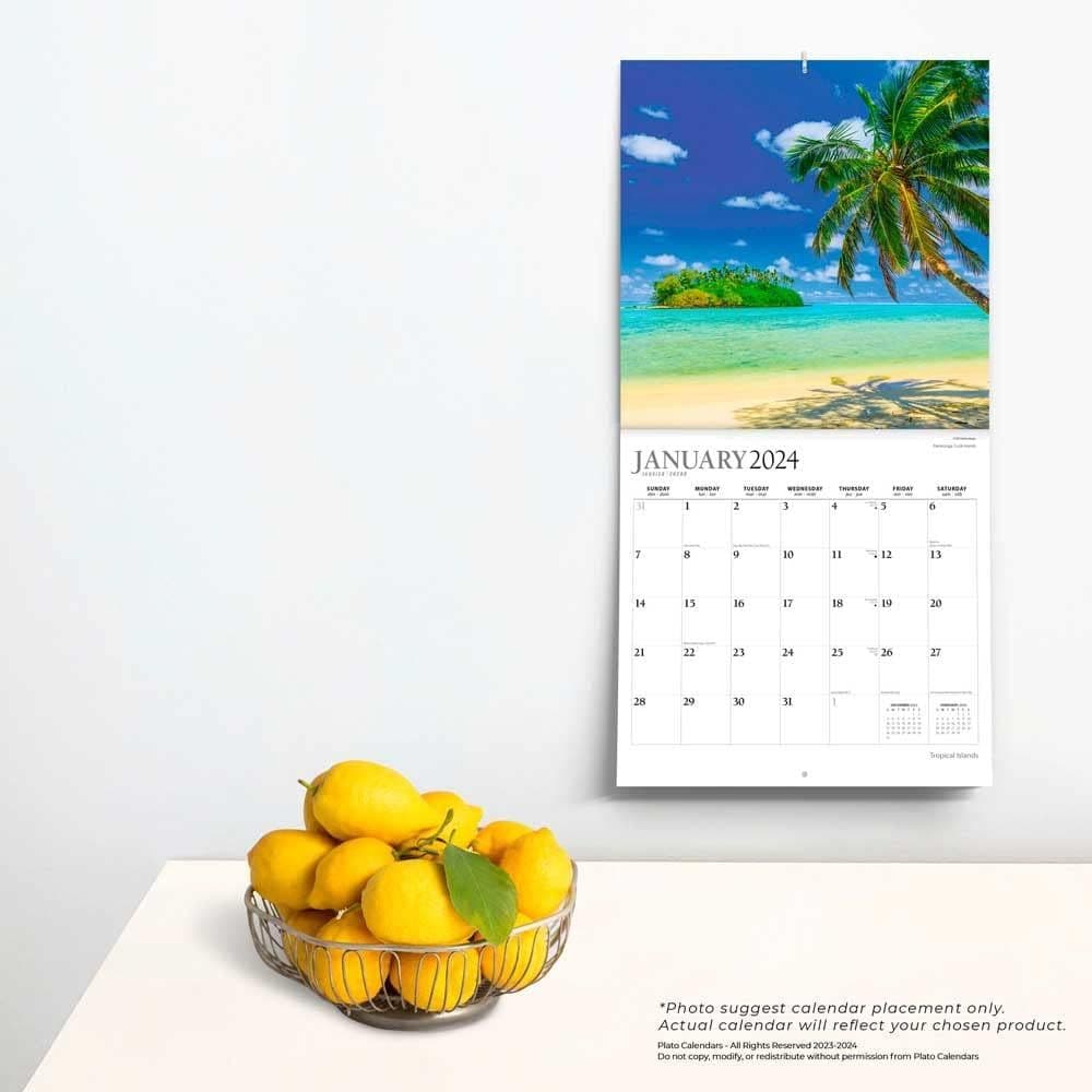 Tropical Islands 18 Month Plato 2024 Wall Calendar Alt3