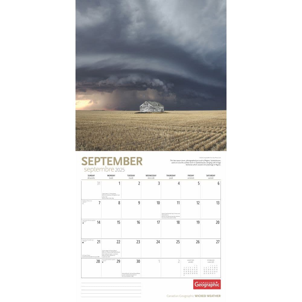 Canadian Geographic Wild Weather 2025 Wall Calendar interior