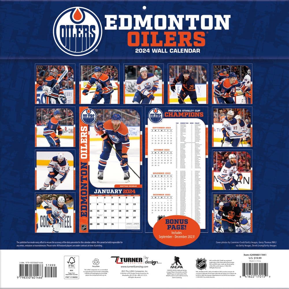 Edmonton Oilers 2024 Wall Calendar
