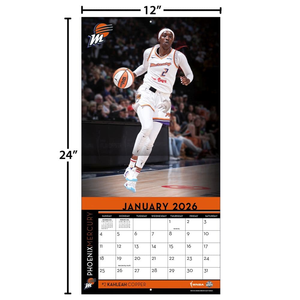 WNBA Phoenix Mercury 2026 Wall Calendar Fourth Alternate Image