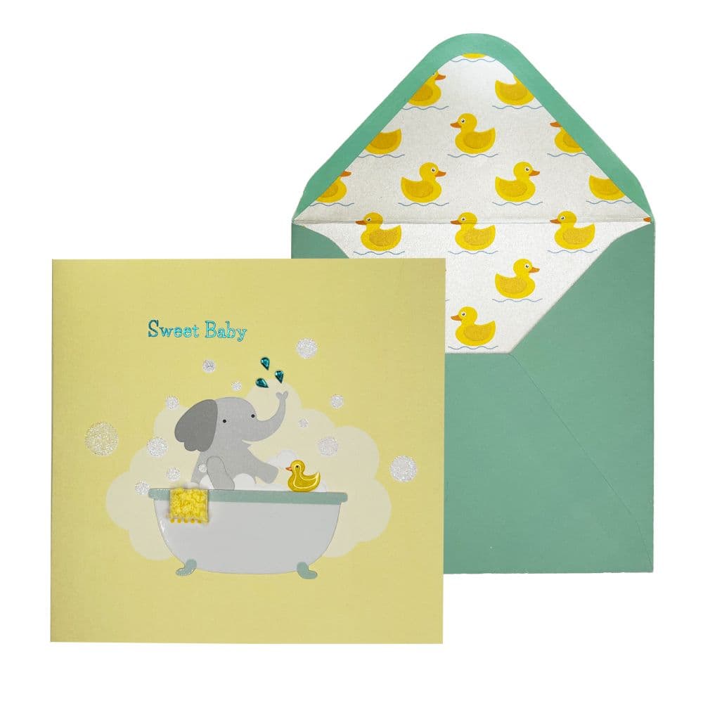 Elephant in Bath Tub Baby Congratulation Card Alt4