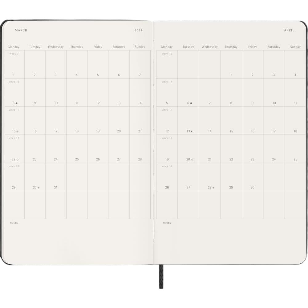 Moleskine Large Vertical Black Hard Cover 2027 Planner Fourth Alternate Image