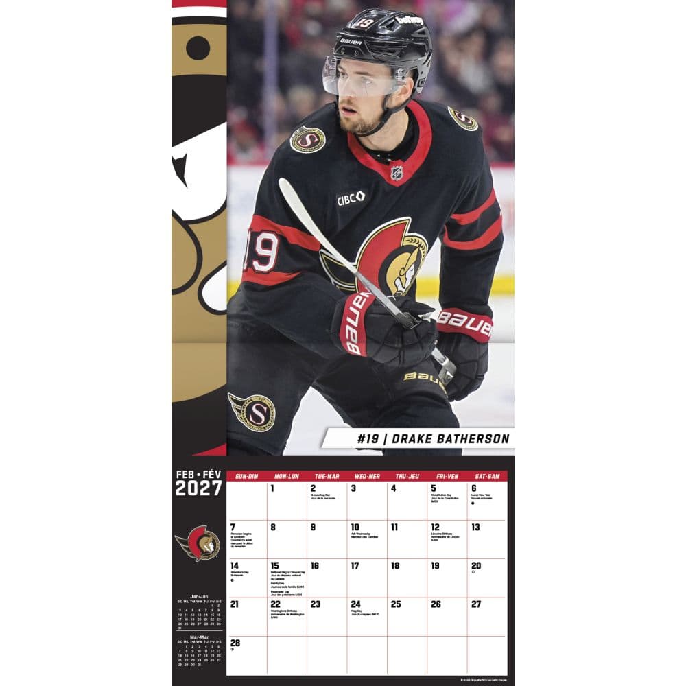 Ottawa Senators Bilingual French 2027 Wall Calendar Third Alternate Image