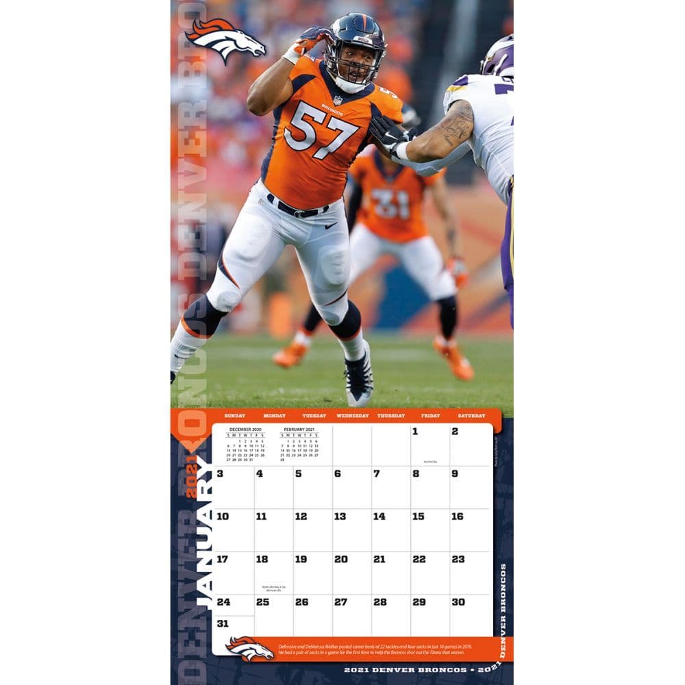Denver Broncos Mini Wall Calendar