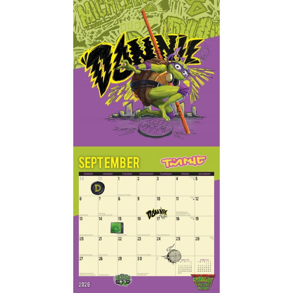 TMNT Mutant Mayhem 2026 Wall Calendar Third Alternate Image