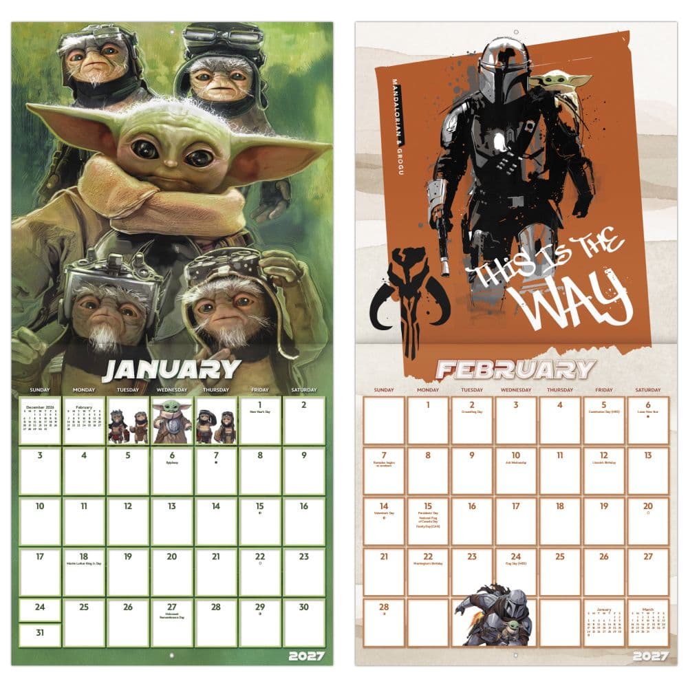 Star Wars The Mandalorian and Grogu 2027 Wall Calendar Fifth Alternate Image