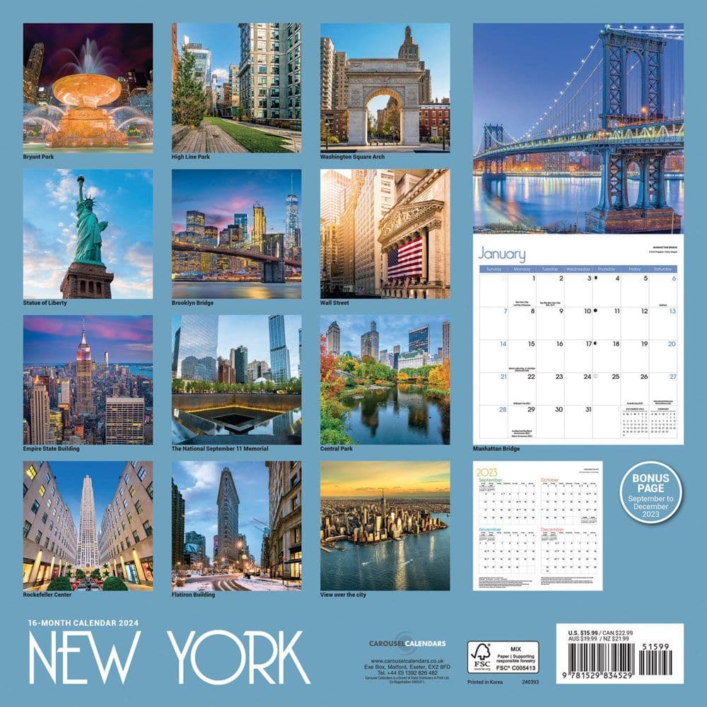 New York 2024 Wall Calendar