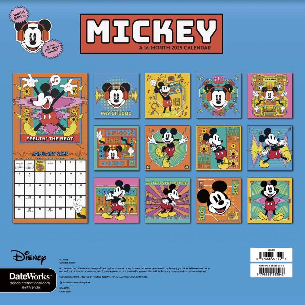 Mickey Mouse Exclusive with Print 2025 Wall Calendar