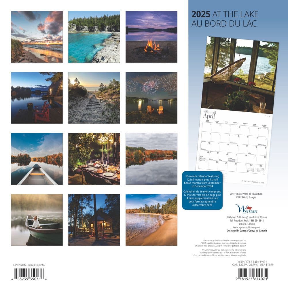 At The Lake 2025 Wall Calendar back cover