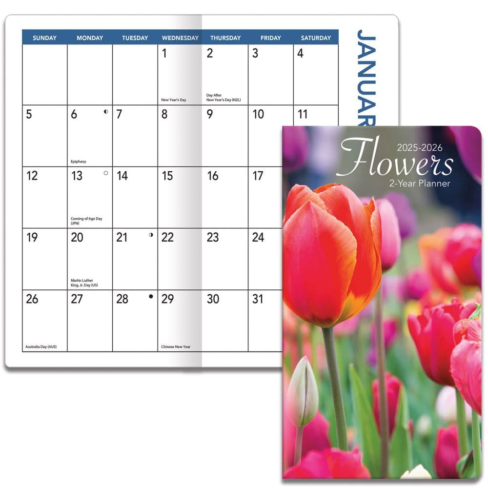 Flowers 2 Year 2025 Pocket Planner Fourth Alternate Image width=&quot;1000&quot; height=&quot;1000&quot;