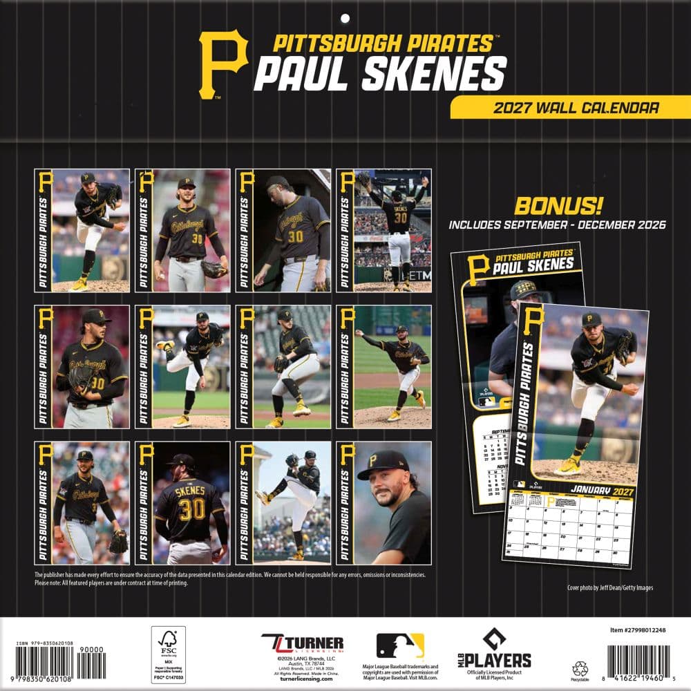 MLB Pittsburgh Pirates Paul Skenes 2027 Wall Calendar First Alternate image