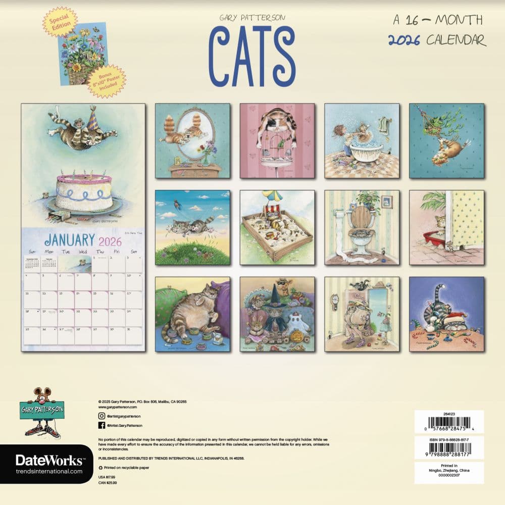 Gary Patterson Cats Exclusive with Bonus Print 2026 Wall Calendar First Alternate Image