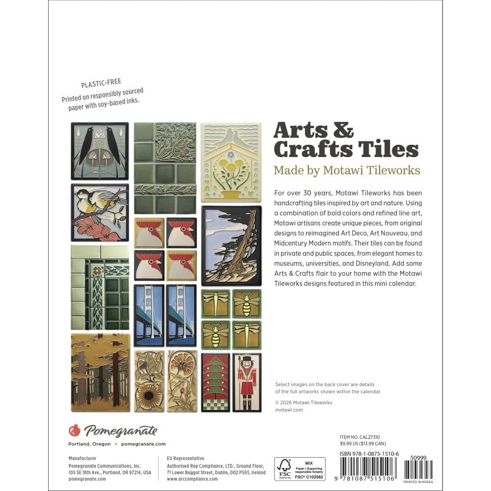 Motawi Tiles 2027 Mini Wall Calendar First Alternate Image