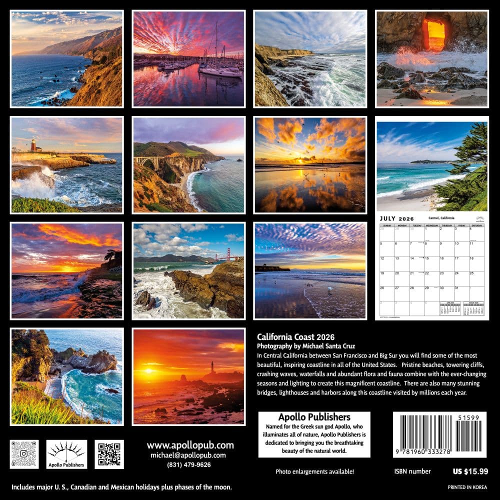 California Coast 2026 Wall Calendar First Alternate Image