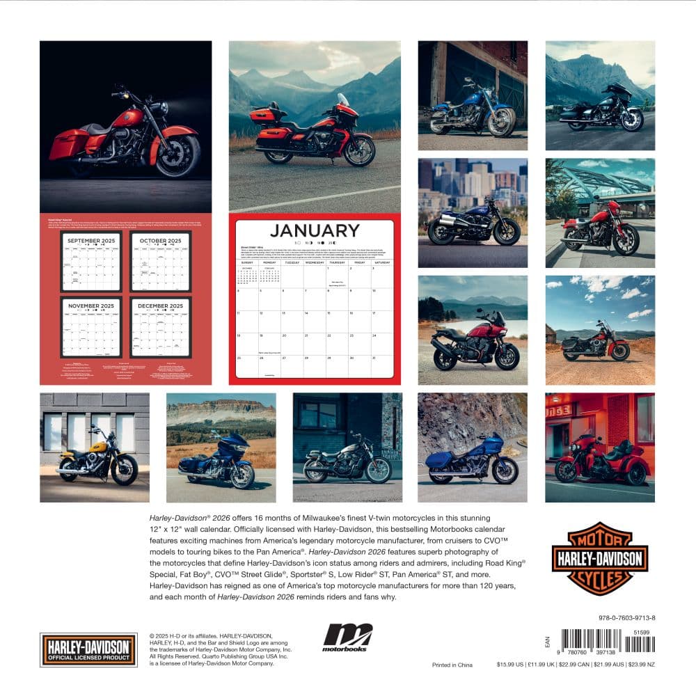 Harley Davidson 2026 Wall Calendar First Alternate Image