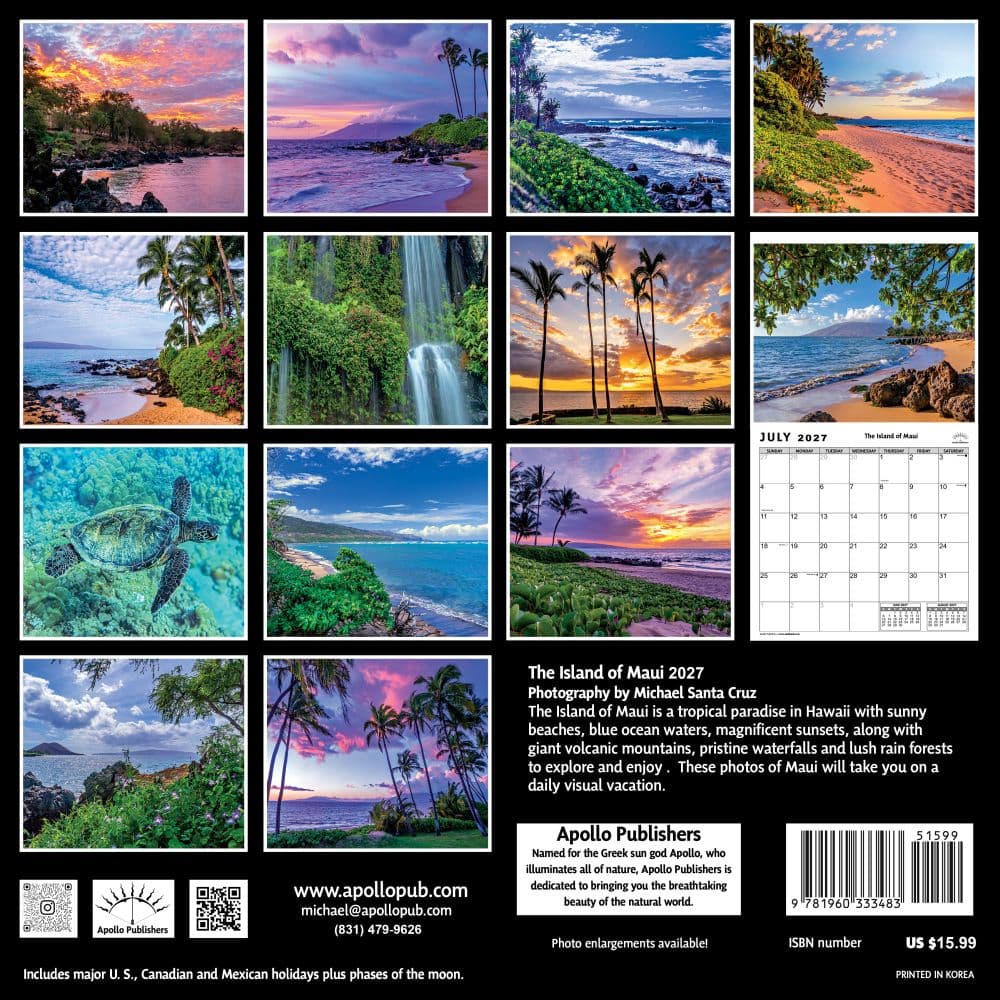Island of Maui 2027 Wall Calendar First Alternate Image