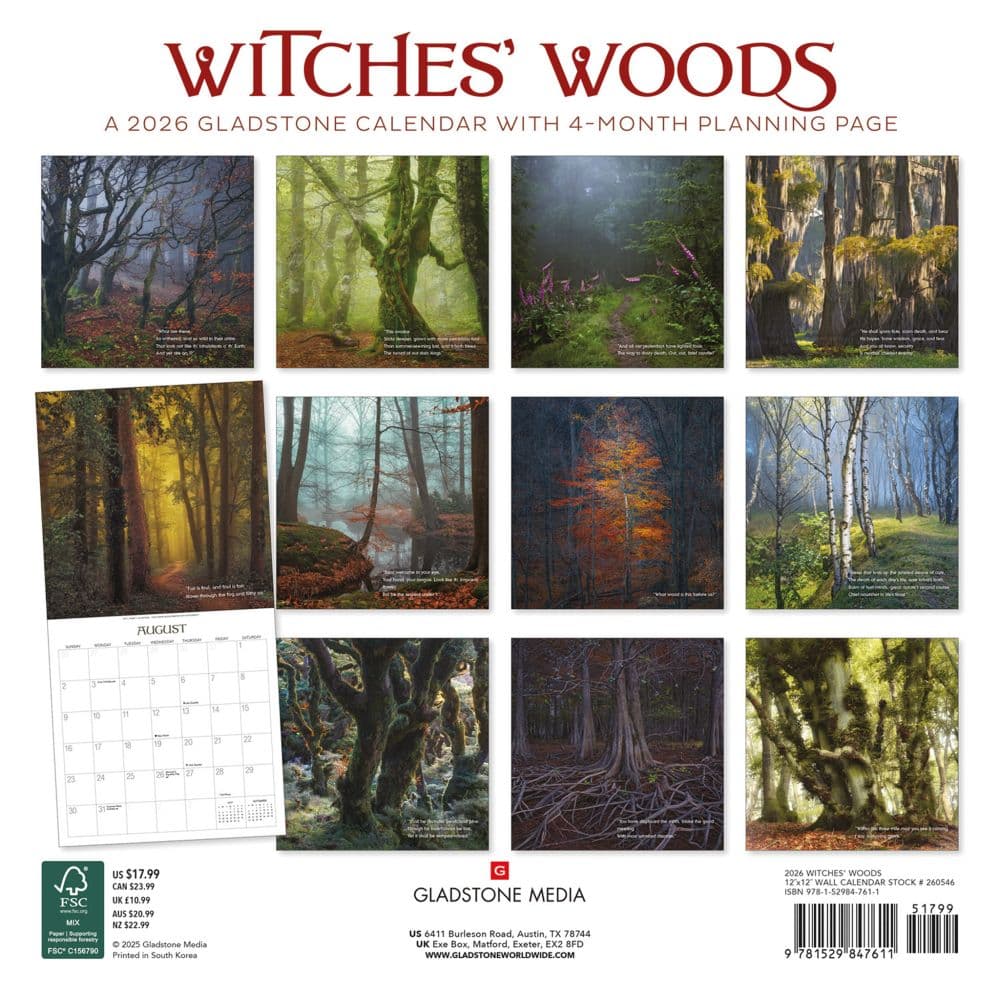 Witches Woods with Quotes from MacBeth 2026 Wall Calendar First Alternate Image