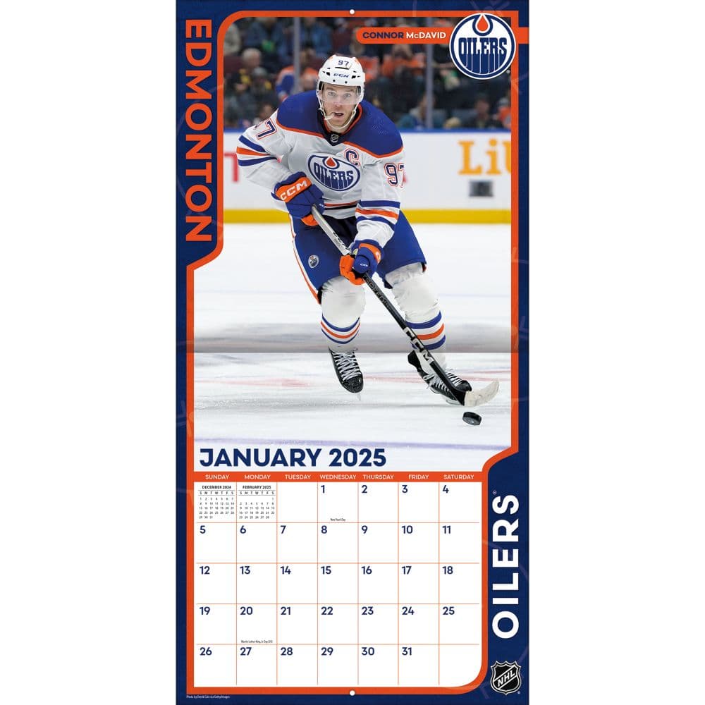 NHL Edmonton Oilers 2025 Wall Calendar January