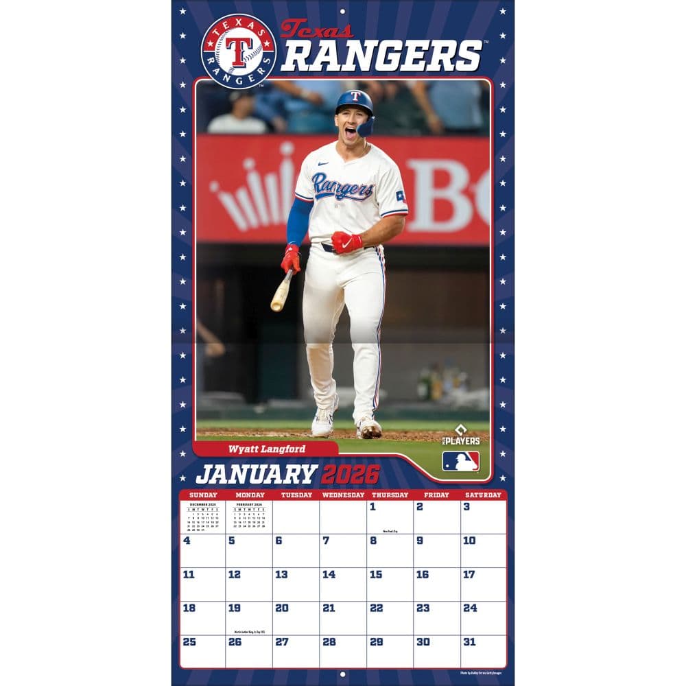 MLB Texas Rangers 2026 Wall Calendar Third Alternate Image