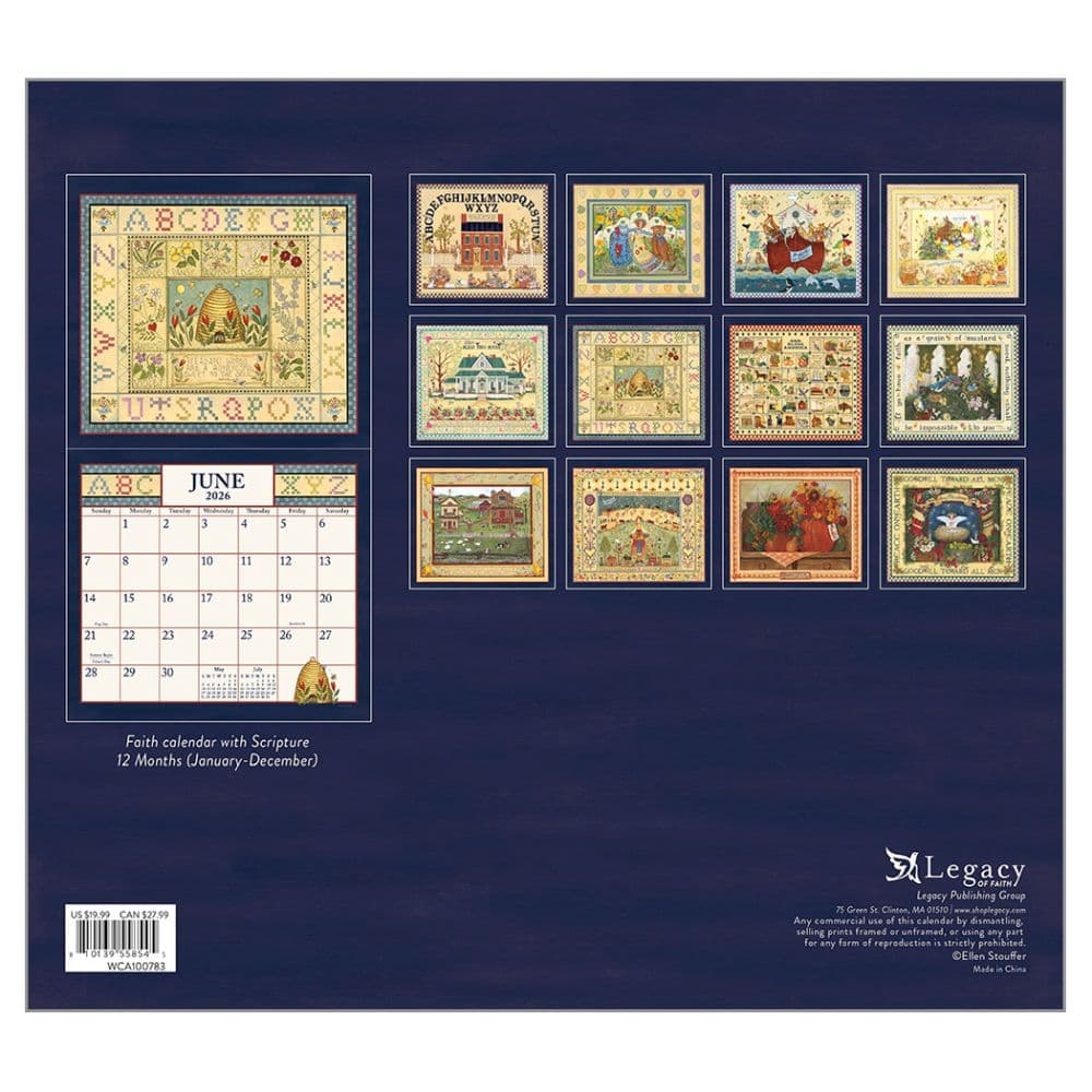 Sampler Calendar by Ellen Stouffer 2026 Wall Calendar First Alternate Image