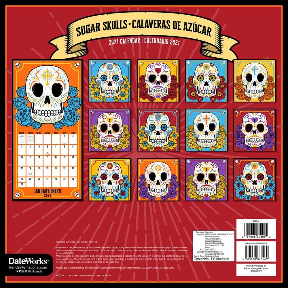Sugar Skull Wall Calendar