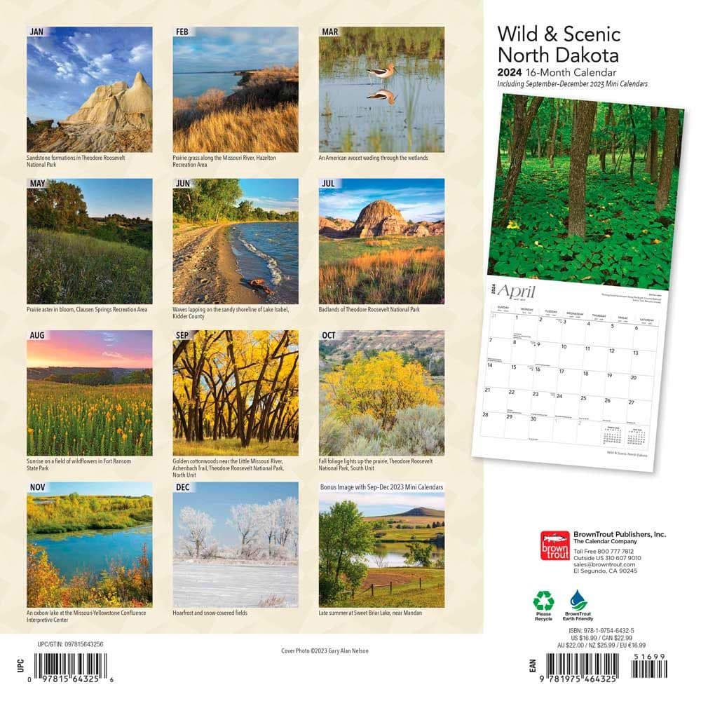 North Dakota 2024 Wall Calendar